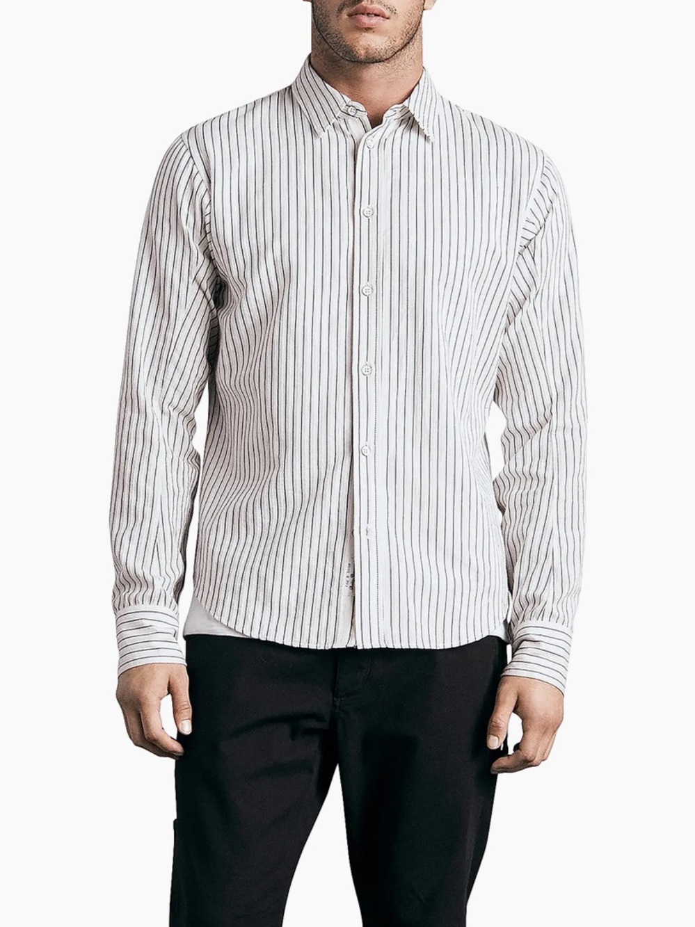 rag & bone Fit 2 White & Navy Striped Cotton Button Down Shirt Men’s Small Slim